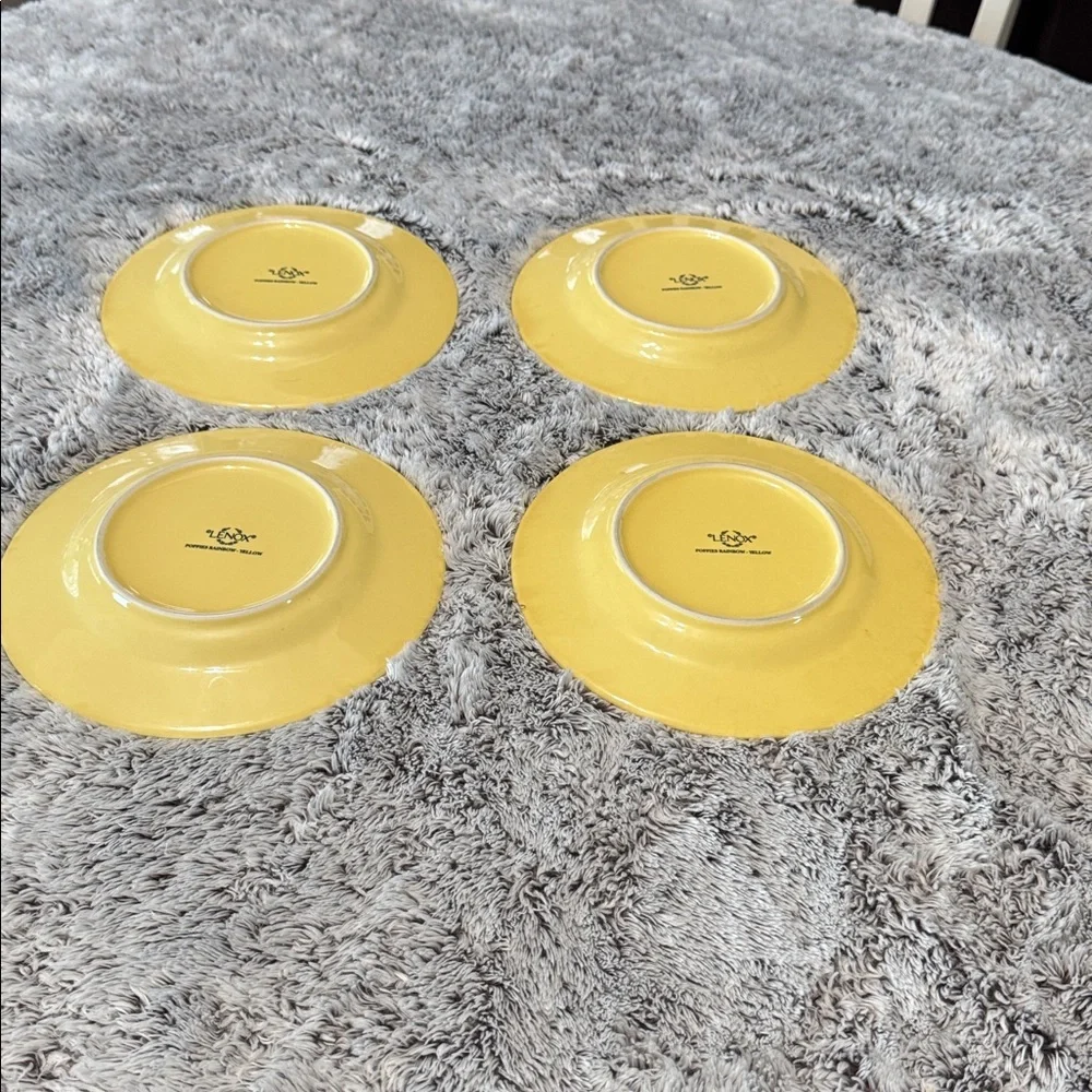Lenox Poppies Rainbow Yellow Set of 4 Salad Lunch Plates 8.4